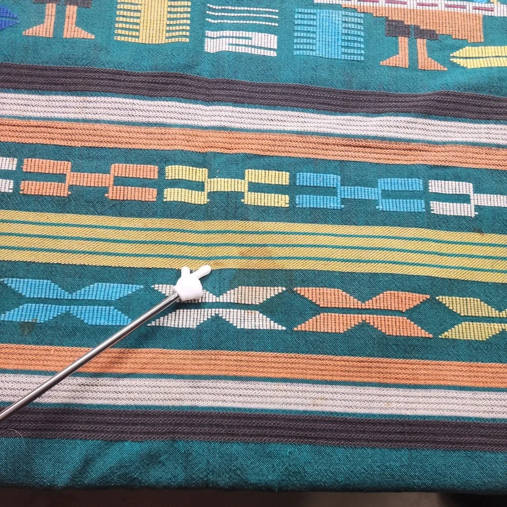 Vintage Handwoven Guatemalan Tapestry Teal Mayan Folk Art Bird Textile 60x30